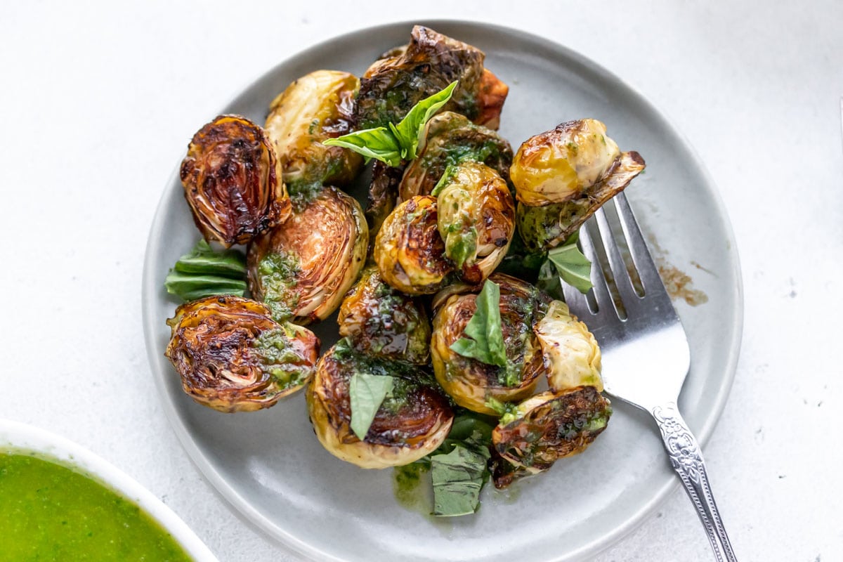 Balsamic Marinated Brussels Sprouts with Basil Monica Nedeff