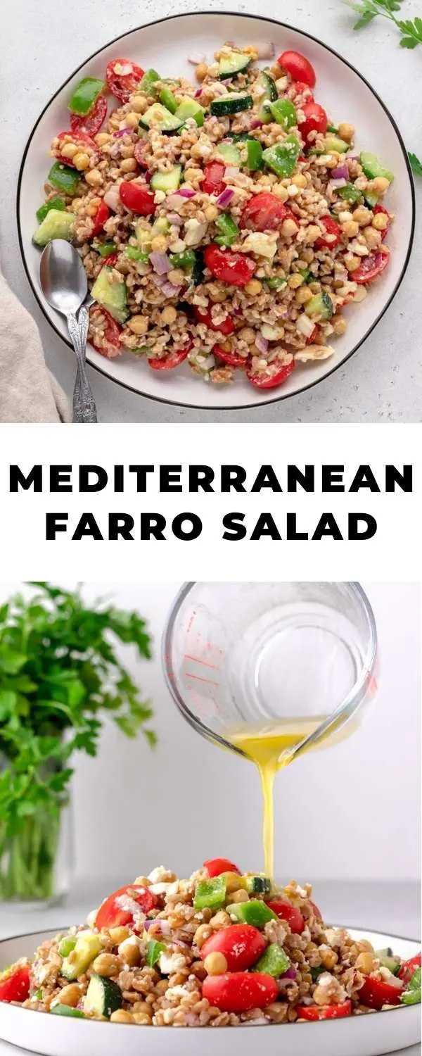 mediterranean farro salad pin