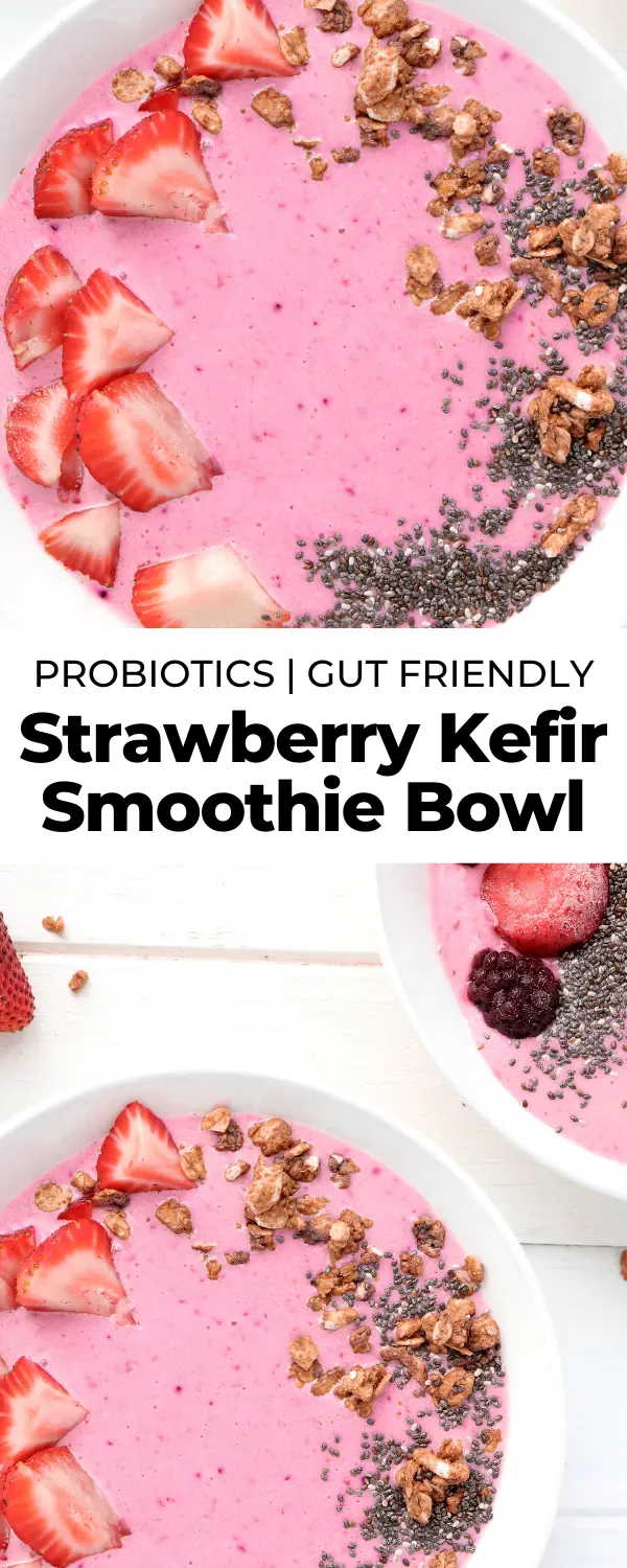 strawberry kefir smoothie bowl pin