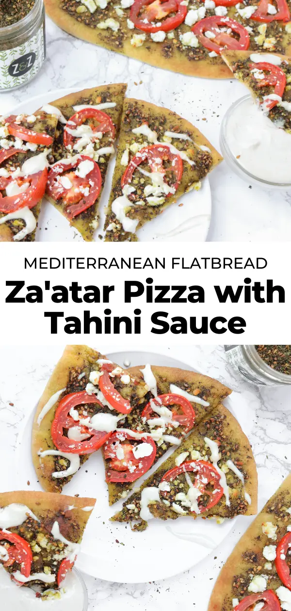 zaatar pizza with tahini sauce pin