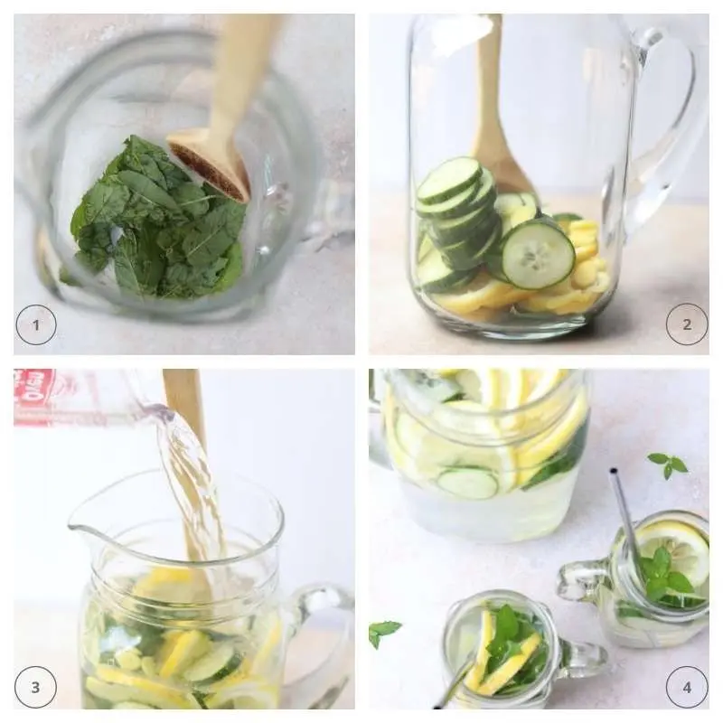 collage of steps to making homemade flavored water