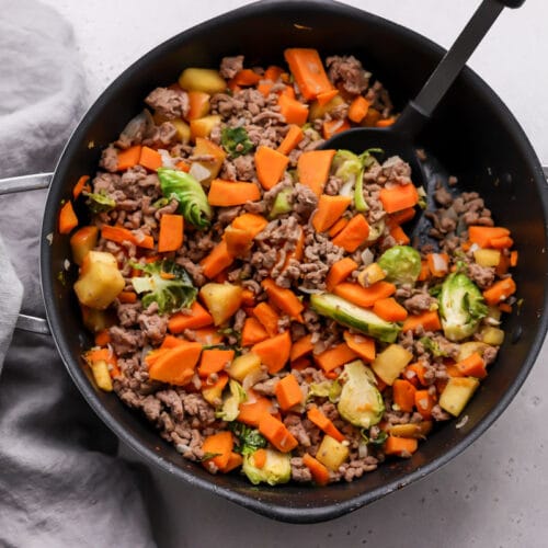 Ground Turkey Sweet Potato Skillet with Brussels Sprouts & Apples