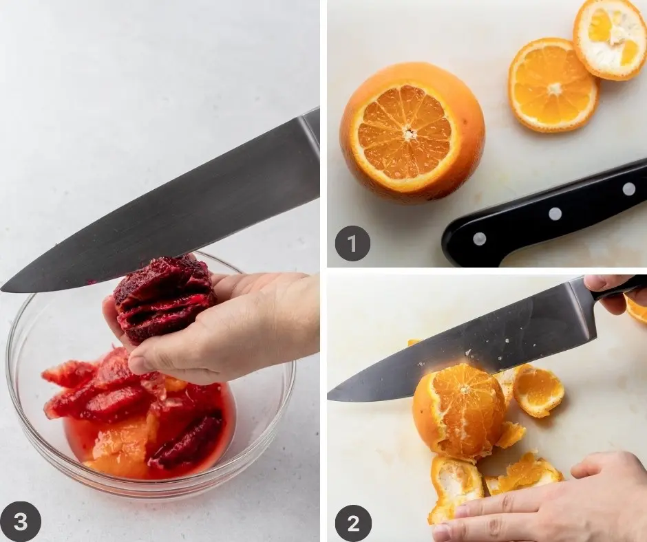 collage of how to segment citrus fruit