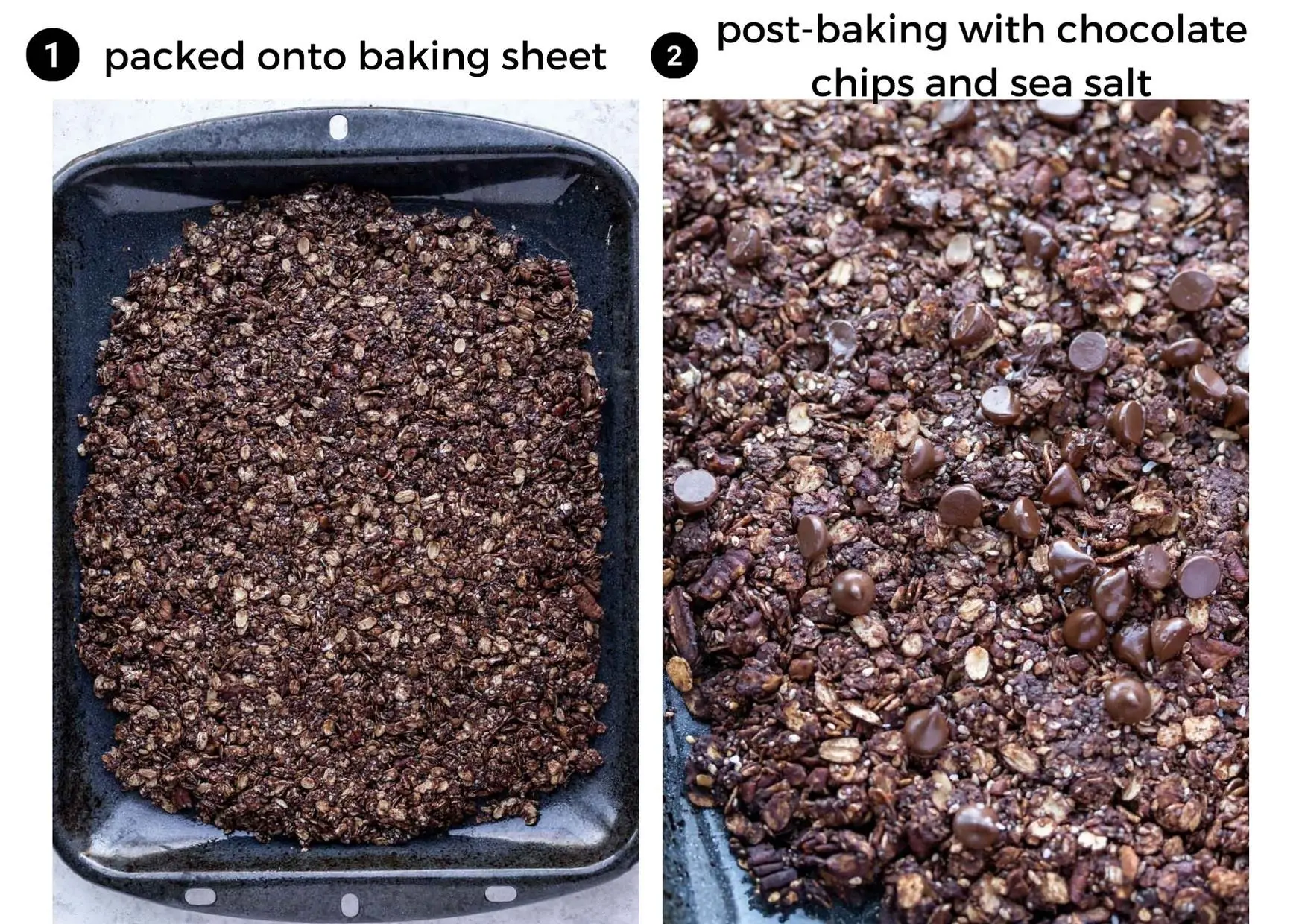 before and after baking homemade granola