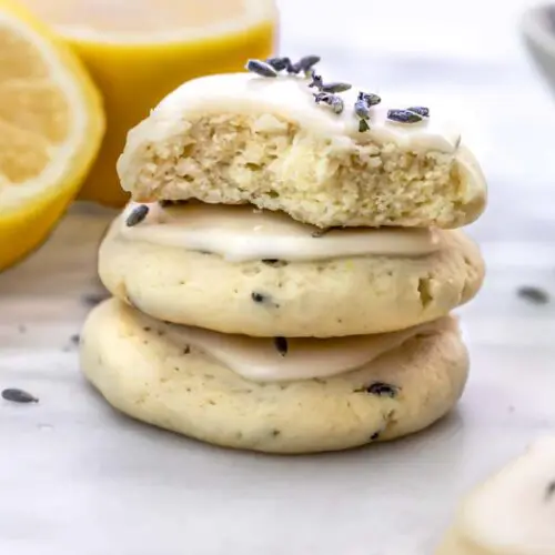 lemon lavender cookies stacked