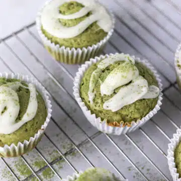 matcha muffins with lemon icing