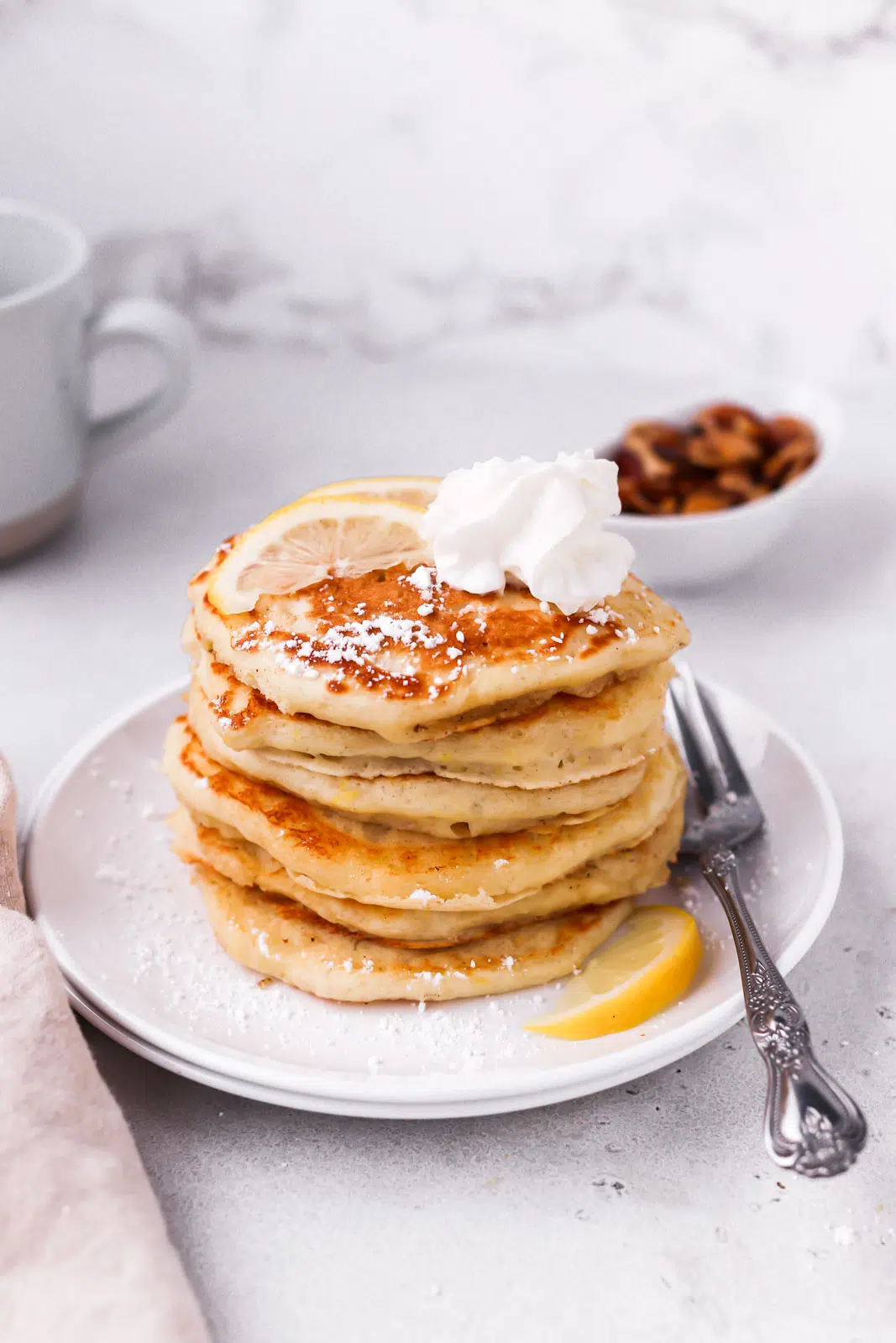 lemon slices on pancakes