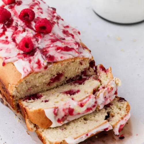 white chocolate raspberry loaf cake