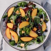peach salad with gouda cheese and berries
