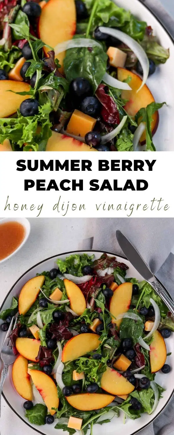 pinterest pin of summer peach salad