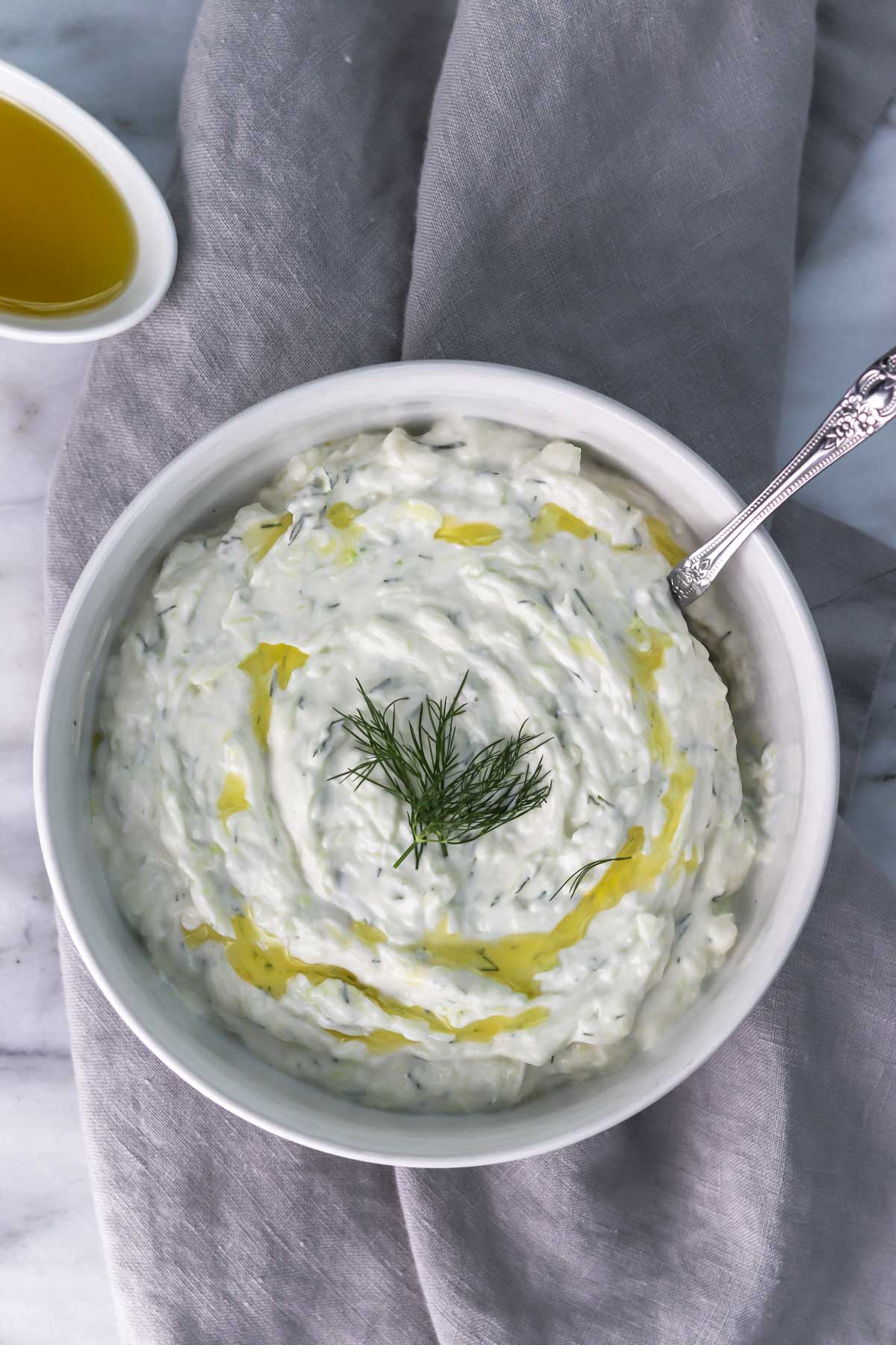 tzatziki with olive oil and dill