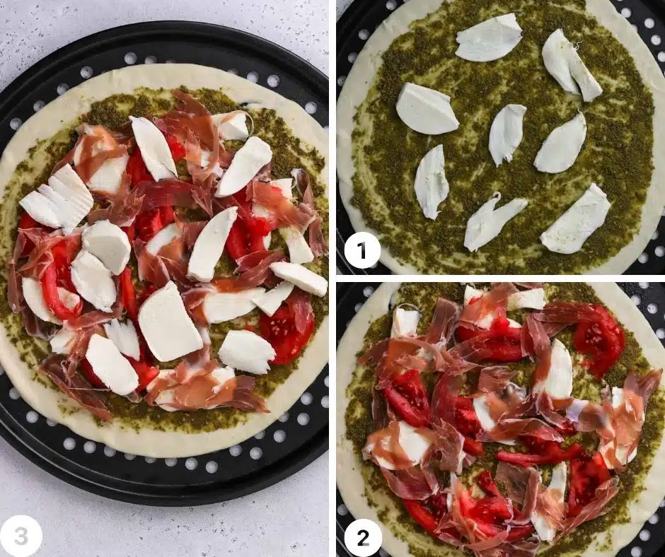 3 steps to layering pizza toppings