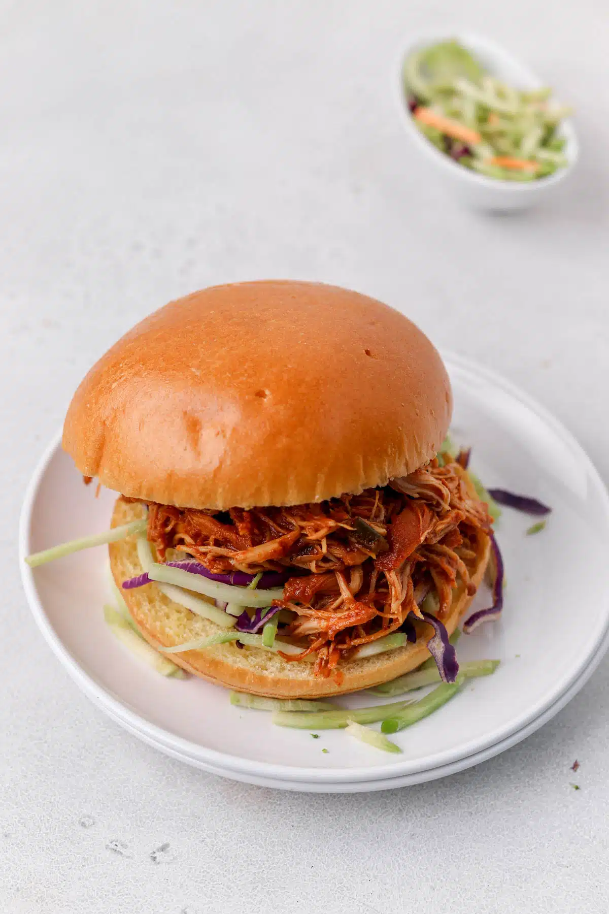 BBQ chicken sandwich with coleslaw