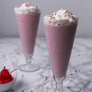 protein milkshake in glasses.