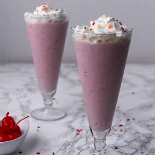 protein milkshake in glasses.