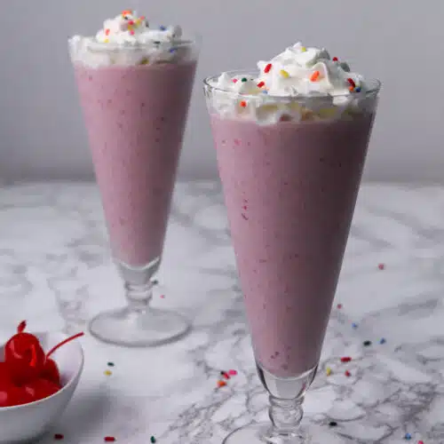 protein milkshake in glasses