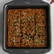 Pumpkin Baked Oatmeal in a baking pan