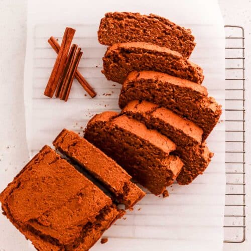 pumpkin bread on wax paper