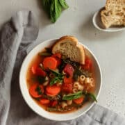 vegetable minestrone soup with fresh basil