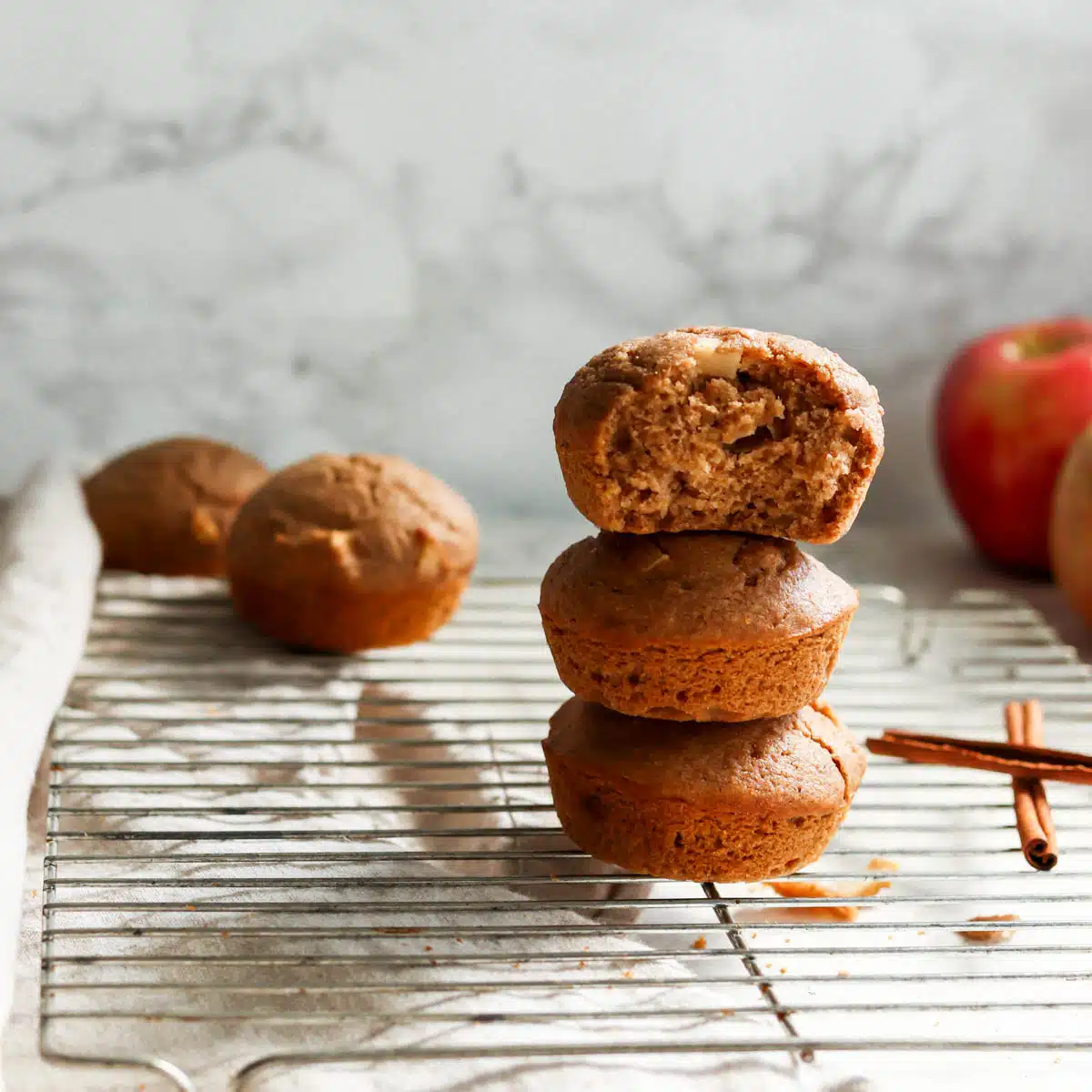 healthy apple muffins stacked