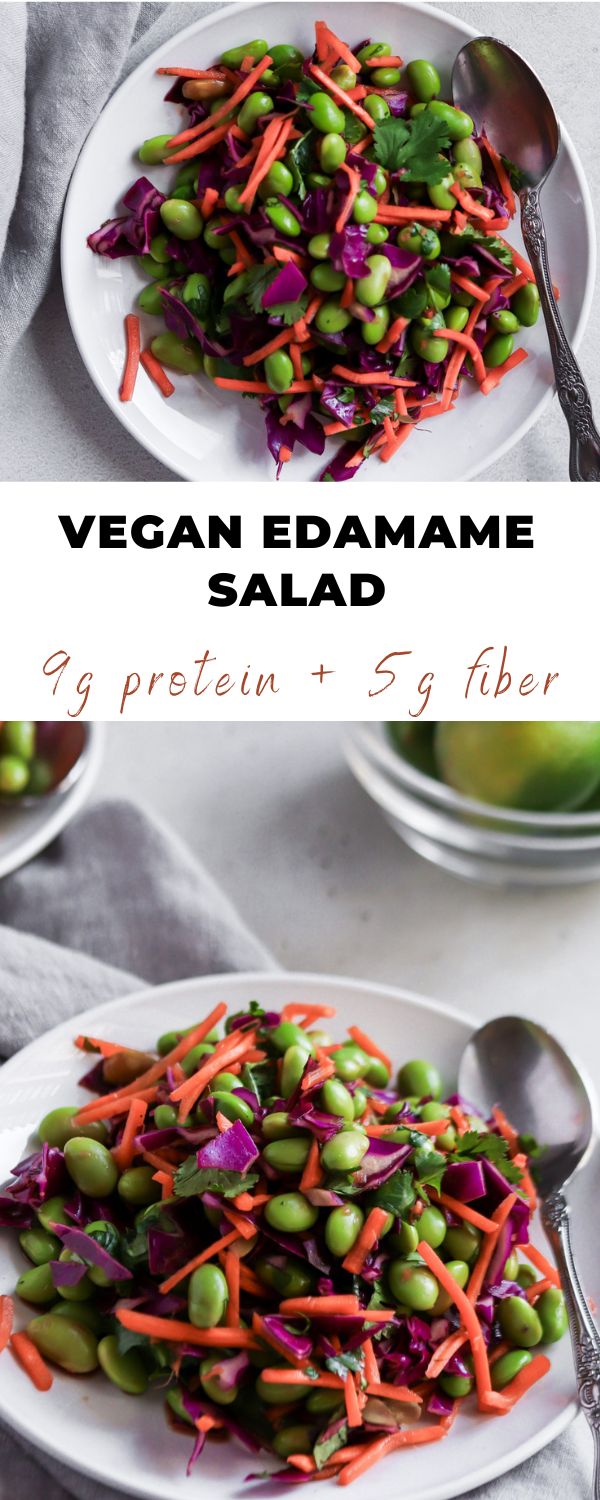 High protein edamame salad Pinterest pin.